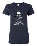 Ladies Keep Calm and Love Whales Animal Love Sea Life Whale Lover T-Shirt Tee