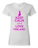 Ladies Keep Calm And Love Finland Country People Nation Patriotic T-Shirt Tee