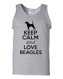 Keep Calm And Love Beagles Dog Humor Novelty Statement Graphics Adult Tank Top