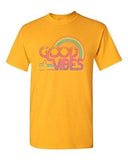 Good Vibes 70's Rainbow Retro BeanePod Artworks Art Funny DT Adult T-Shirt Tee