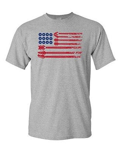 Guitar USA Flag United States Of America Novelty DT Adult T-Shirt Tee