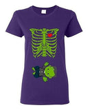 Ladies Skeleton Baby Frankenstein Halloween Heart Horror Funny DT T-Shirt Tee