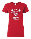 Ladies This Girl Loves Being A Vegan Vegetarian Vegetables Lover T-Shirt Tee