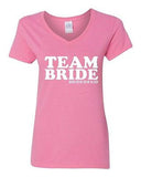 V-Neck Ladies Team Bride Groom Ring Wedding Bridal Party Funny T-Shirt Tee