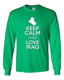 Long Sleeve Adult T-Shirt Keep Calm And Love Iraq Country Nation Patriotic