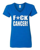 V-Neck Ladies Fck Cancer Sucks Survivor Fight Awareness Funny T-Shirt Tee