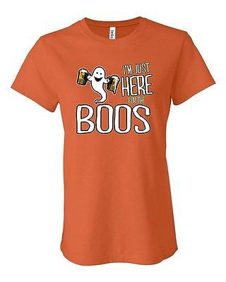 Junior I'm Just Here for the Boos Funny Halloween Drinking Beer DT T-Shirt Tee