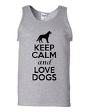 Keep Calm And Love Dogs Pet Humor Novelty Statement Graphics Adult Tank Top