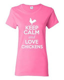 Ladies Keep Calm And Love Chickens Rooster Animal Lover Funny T-Shirt Tee