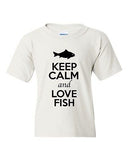 Keep Calm And Love Fish Fishing Ocean Marine Animal Lover Youth Kids T-Shirt Tee