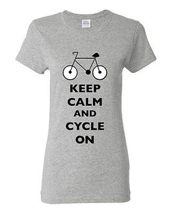 Ladies Keep Calm And Cycle On Cycling Bike Bicycle Ride Funny DT T-Shirt Tee