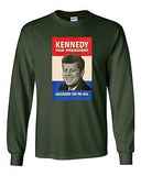 Long Sleeve Adult T-Shirt John F. Kennedy 1960 Campaign Poster Retro Vintage DT