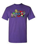 Superhero Group Shot Video Game Characters Parody Novelty DT Adult T-Shirt Tee