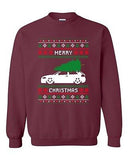 Merry Christmas Ugly Xmas Car Tree Funny Humor DT Novelty Crewneck Sweatshirt