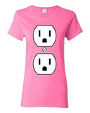 Ladies Plug Outlet Face Party Costume Funny Humor DT T-Shirt Tee