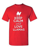 Keep Calm And Love Llamas Animals Novelty Statement Graphics Adult T-Shirt Tee