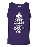 Keep Calm And Drum On Music Humor Novelty Statement Graphics Adult Tank Top