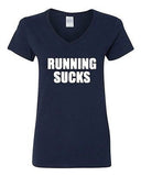 V-Neck Ladies Running Sucks Train Exercise Training Work Out Funny T-Shirt Tee