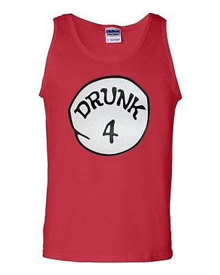 Drunk 4 Four Funny Costume Novelty Statement Graphics Adult Tank Top