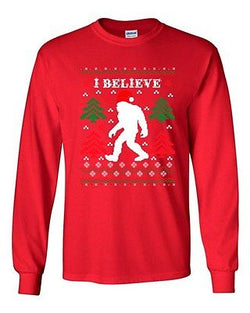 Long Sleeve Adult T-Shirt I Believe Sasquatch Big Foot Ugly Christmas Funny DT