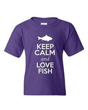 Keep Calm And Love Fish Fishing Ocean Marine Animal Lover Youth Kids T-Shirt Tee