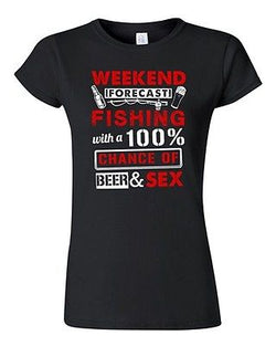 Junior Weekend Forecast Fishing With 100% Chance Beer Sex Funny DT T-Shirt Tee