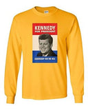 Long Sleeve Adult T-Shirt John F. Kennedy 1960 Campaign Poster Retro Vintage DT