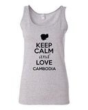 Junior Keep Calm And Love Cambodia Country Nation Patriotic Sleeveless Tank Top