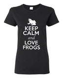 Ladies Keep Calm And Love Frogs Toads Bullfrog Animal Lover Funny T-Shirt Tee