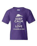 Keep Calm And Love Chameleons Camo Reptiles Animal Lover Youth Kids T-Shirt Tee