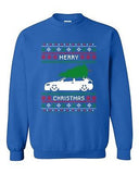 Merry Christmas Ugly Xmas Car Tree Funny Humor DT Novelty Crewneck Sweatshirt