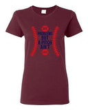 Ladies 99 Problems But A Pitch Ain't One Sports Baseball Funny DT T-Shirt Tee