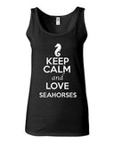 Junior Keep Calm And Love Seahorses Sea Horse Animal Lover Sleeveless Tank Tops