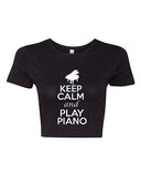 Crop Top Ladies Keep Calm And Play Piano Musician Music Funny Humor T-Shirt Tee