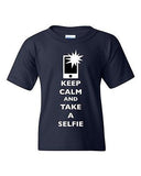 Keep Calm And Take A Selfie Flash Phone Camera Picture DT Youth Kids T-Shirt Tee