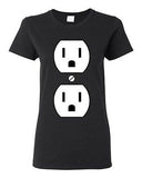 Ladies Plug Outlet Face Party Costume Funny Humor DT T-Shirt Tee