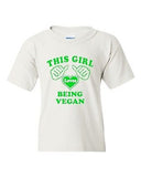 This Girl Loves Being Vegan Vegetarian Novelty Youth Kids T-Shirt Tee