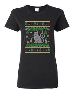 Ladies Meowy Cat Animals Kitten Pet Ugly Christmas DT T-Shirt Tee