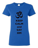 Ladies Keep Calm And Say Om Yoga Hindu Sanskrit Symbol Religion DT T-Shirt Tee