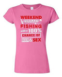 Junior Weekend Forecast Fishing With 100% Chance Beer Sex Funny DT T-Shirt Tee