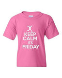 Keep Calm It's Friday Rest Relax Novelty Statement Youth Kids T-Shirt Tee