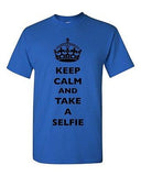 Keep Calm And Take A Selfie Crown King Camera Photos Funny DT Adult T-Shirt Tee