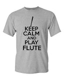 Keep Calm And Play Flute Musician Novelty Statement Graphics Adult T-Shirt Tee