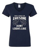 V-Neck Ladies This Is What An Awesome Aunt Looks Like Auntie Funny T-Shirt Tee