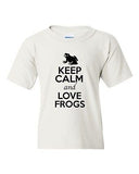 Keep Calm And Love Frogs Toads Bullfrogs Animal Lover Youth Kids T-Shirt Tee