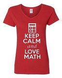 V-Neck Ladies Keep Calm And Love Math Love Mathematics School Funny T-Shirt Tee