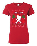 Ladies I Believe Sasquatch Big Foot Ugly Christmas Gift Funny DT T-Shirt Tee