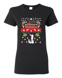 Ladies Merry Christmas Hunting Hunt Dog Animals Ugly Christmas DT T-Shirt Tee