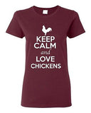 Ladies Keep Calm And Love Chickens Rooster Animal Lover Funny T-Shirt Tee