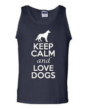 Keep Calm And Love Dogs Pet Humor Novelty Statement Graphics Adult Tank Top